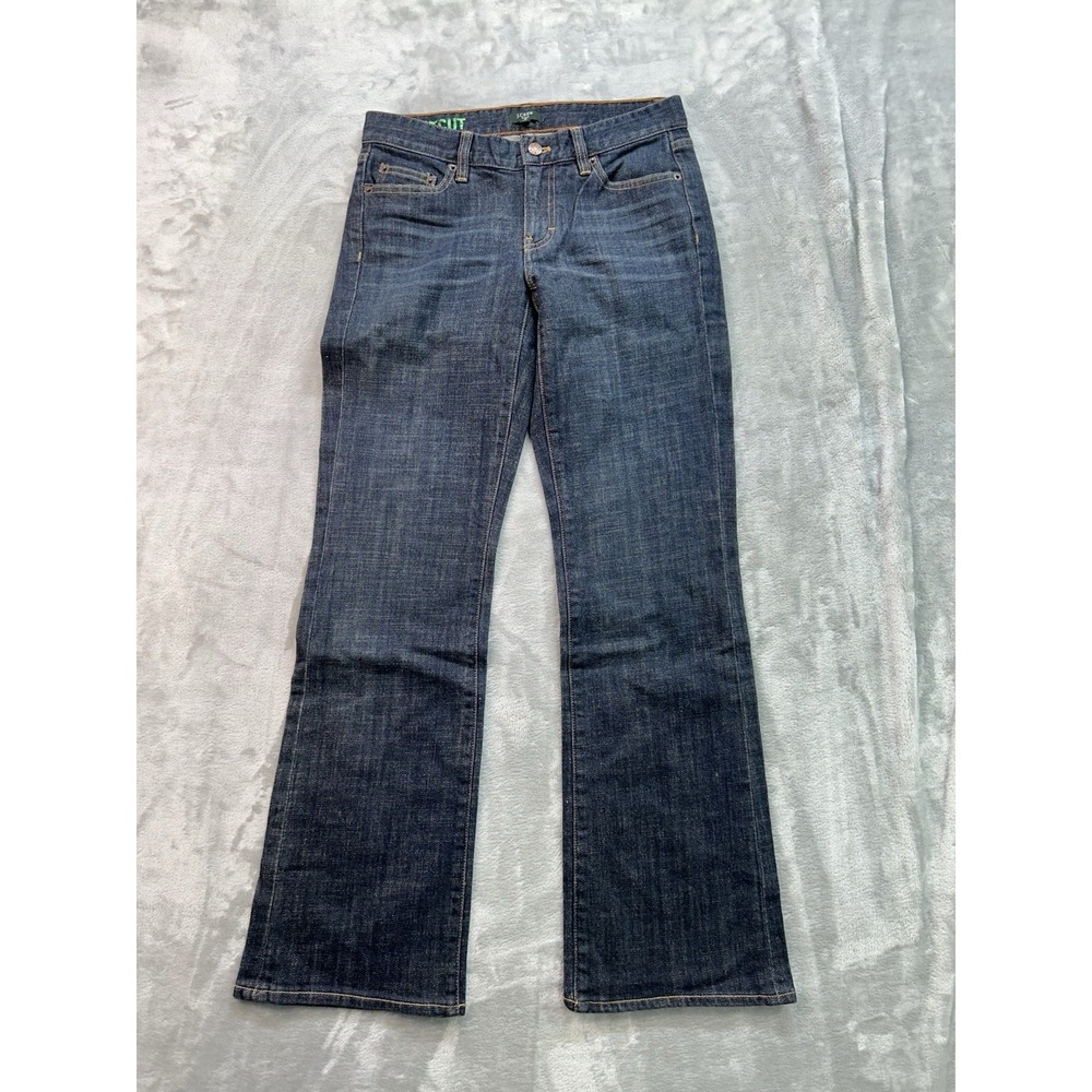 J. Crew Jeans Women Sz 27s Dark Blue Bootcut Western Cowgirl Boho Whiskered Fade
